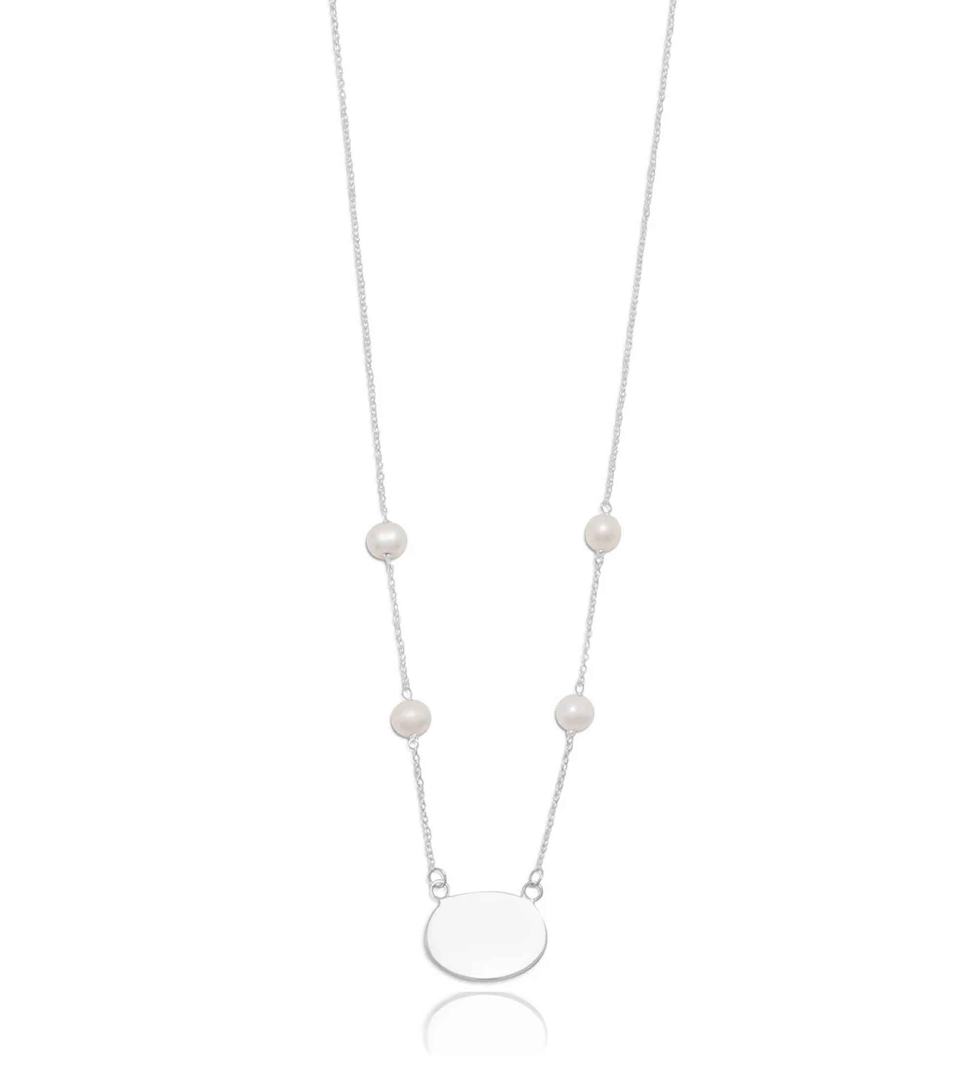 Freshwater Pearl Necklace with Engravable Tag