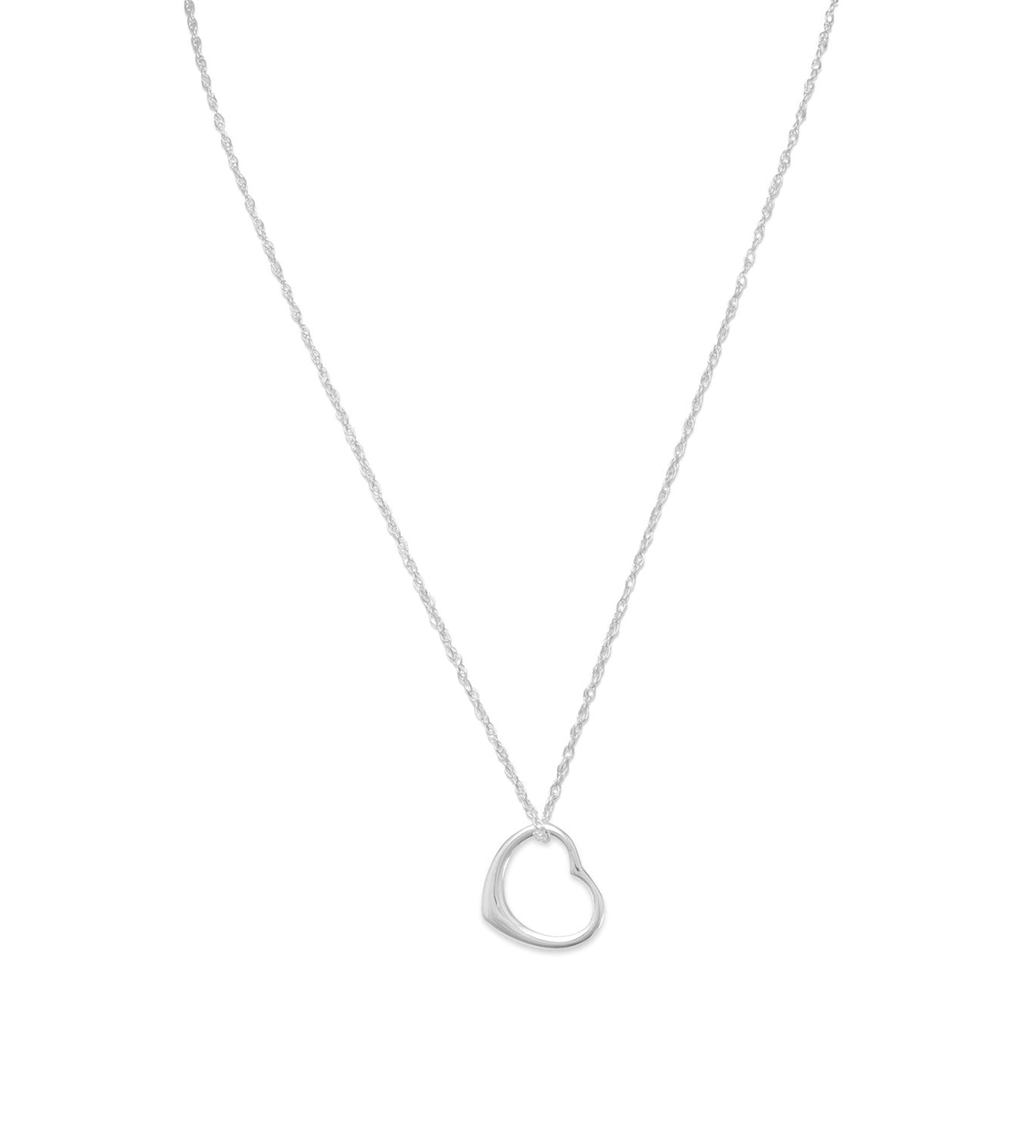 Floating Open Heart Pendant Necklace