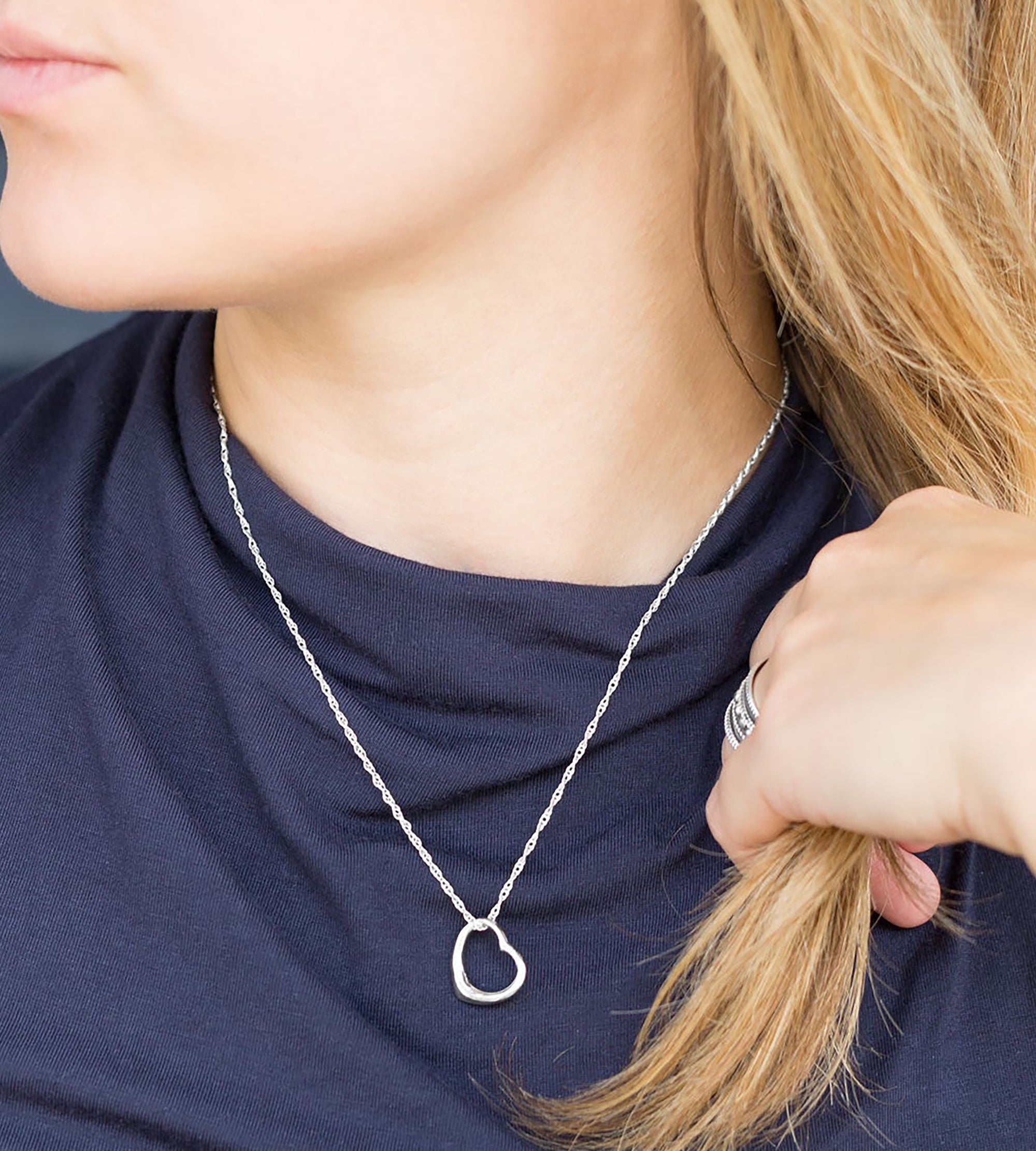 Floating Open Heart Pendant Necklace