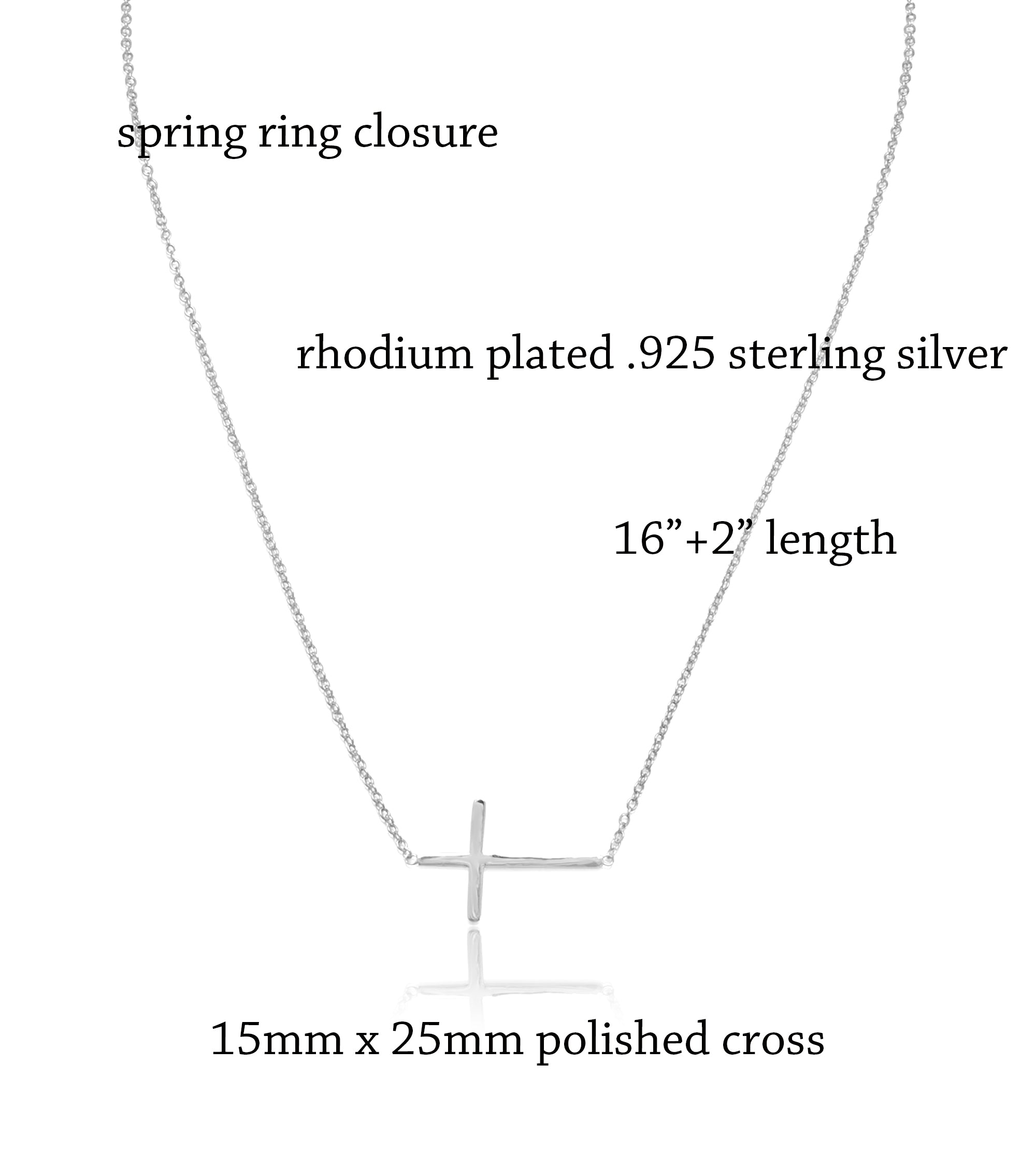 Sterling Silver Horizontal Cross Necklace