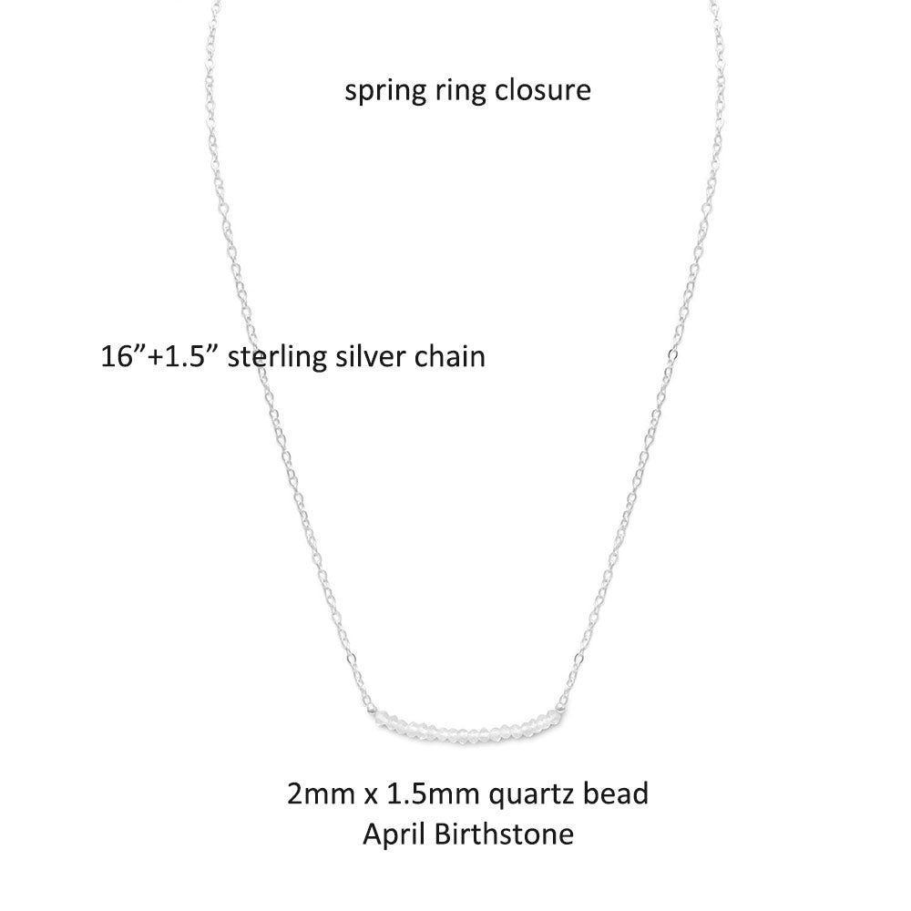 Faceted Clear Quartz Beads April Birthstone Necklace