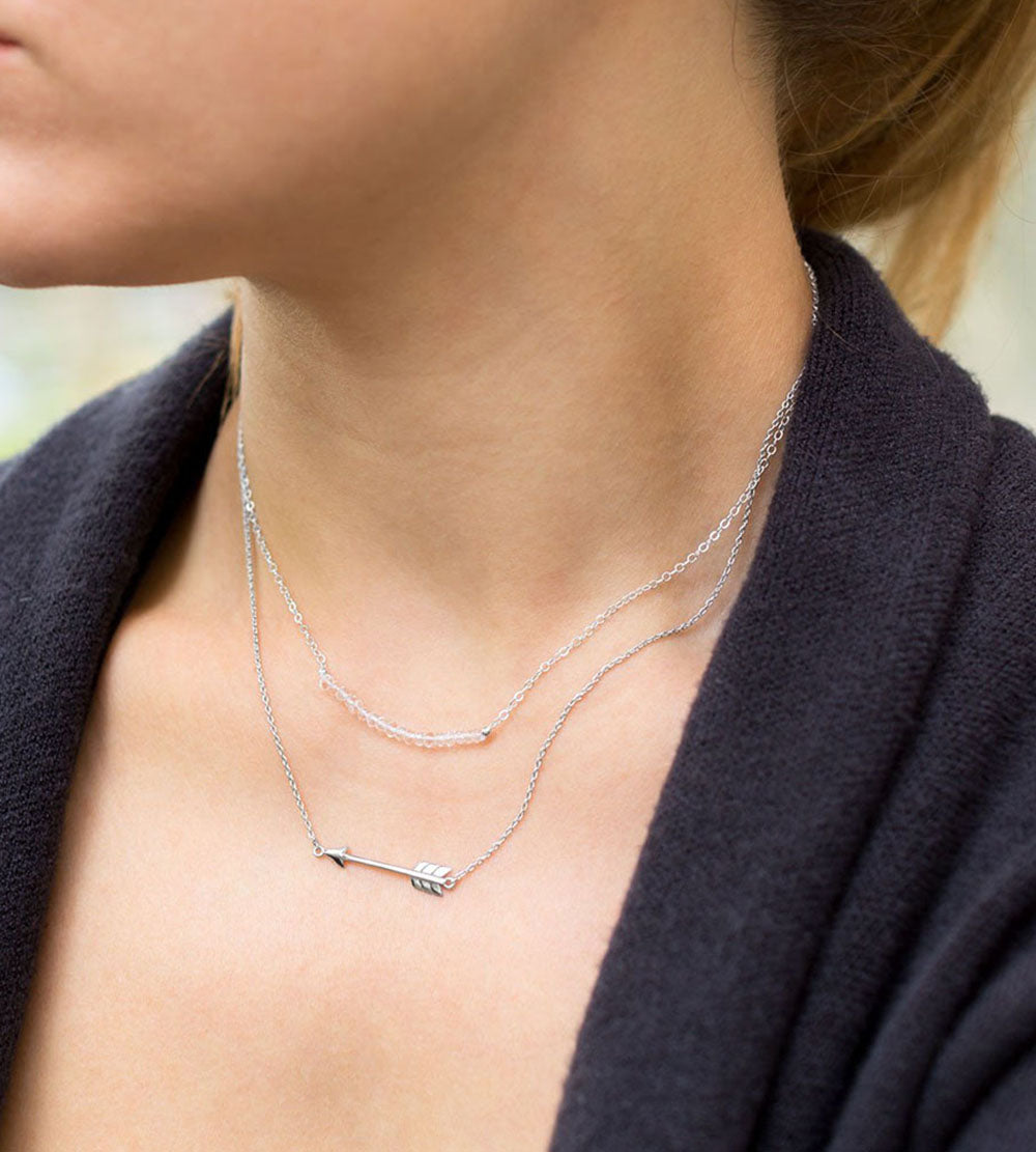 Faceted Clear Quartz Beads April Birthstone Necklace