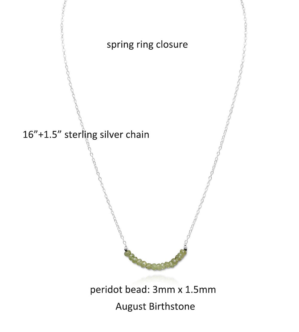 Faceted Peridot Beads August Birthstone Necklace