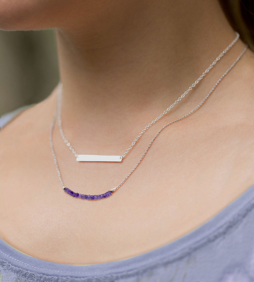 Amethyst Beads February Birthstone Necklace