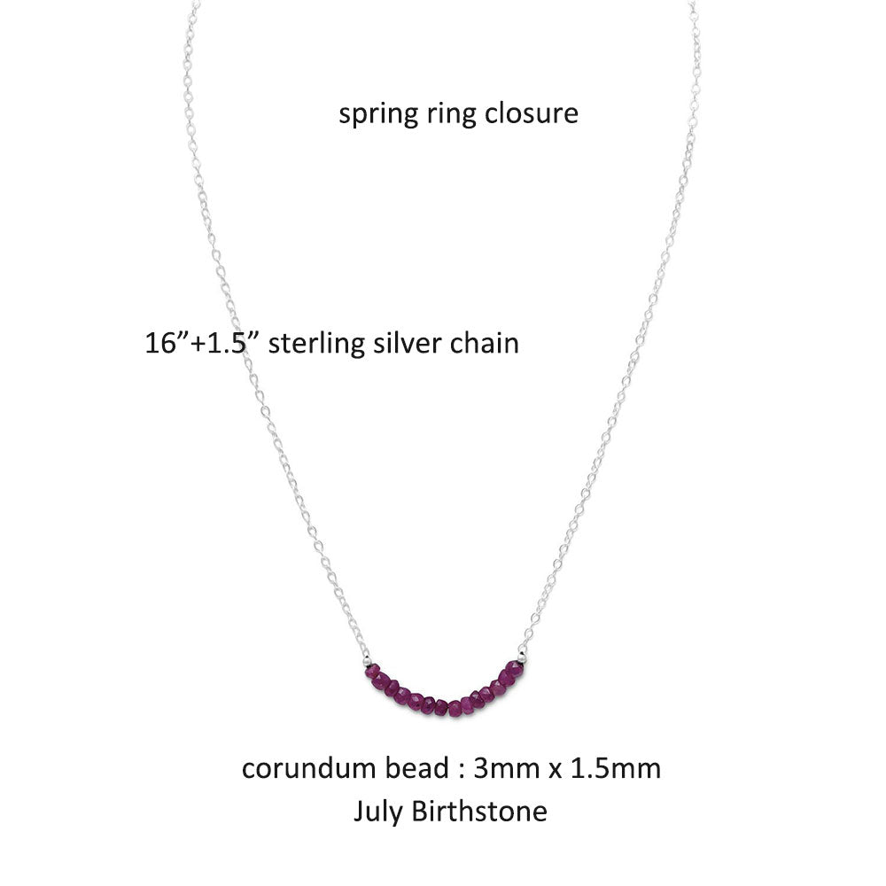 Faceted Corundum Beads July Birthstone Necklace