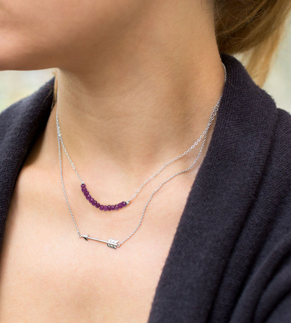 Faceted Corundum Beads July Birthstone Necklace