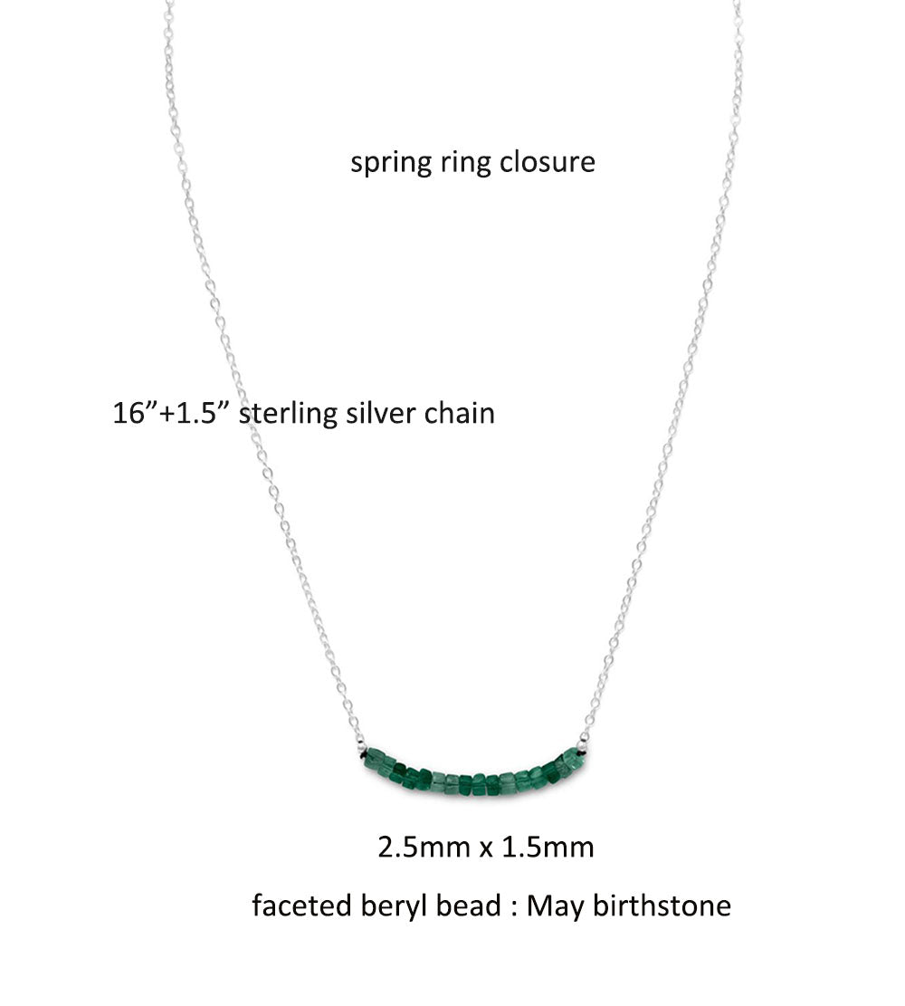 Faceted Beryl May Birthstone Beads Necklace