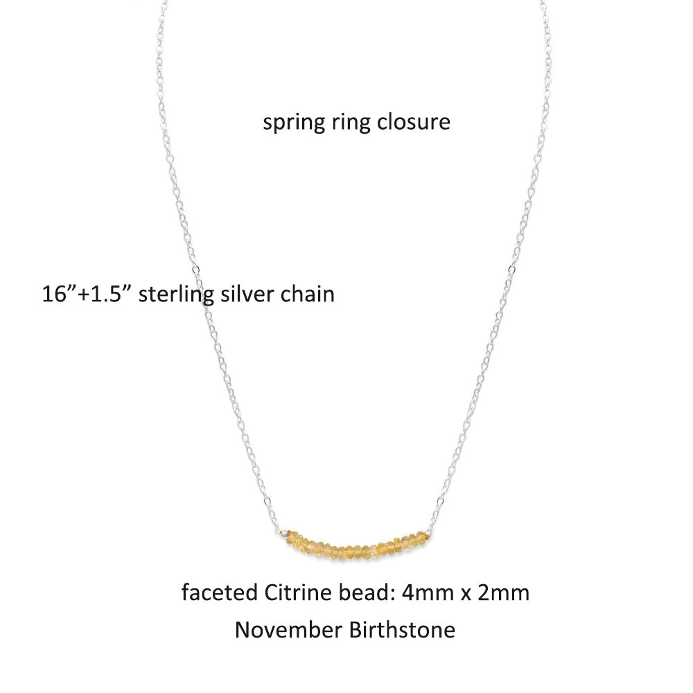 Faceted Citrine Beads November Birthstone Necklace