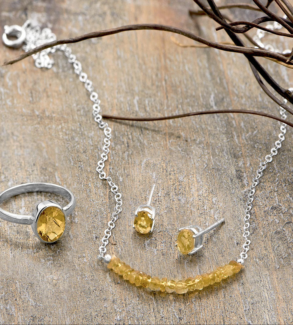 Faceted Citrine Beads November Birthstone Necklace