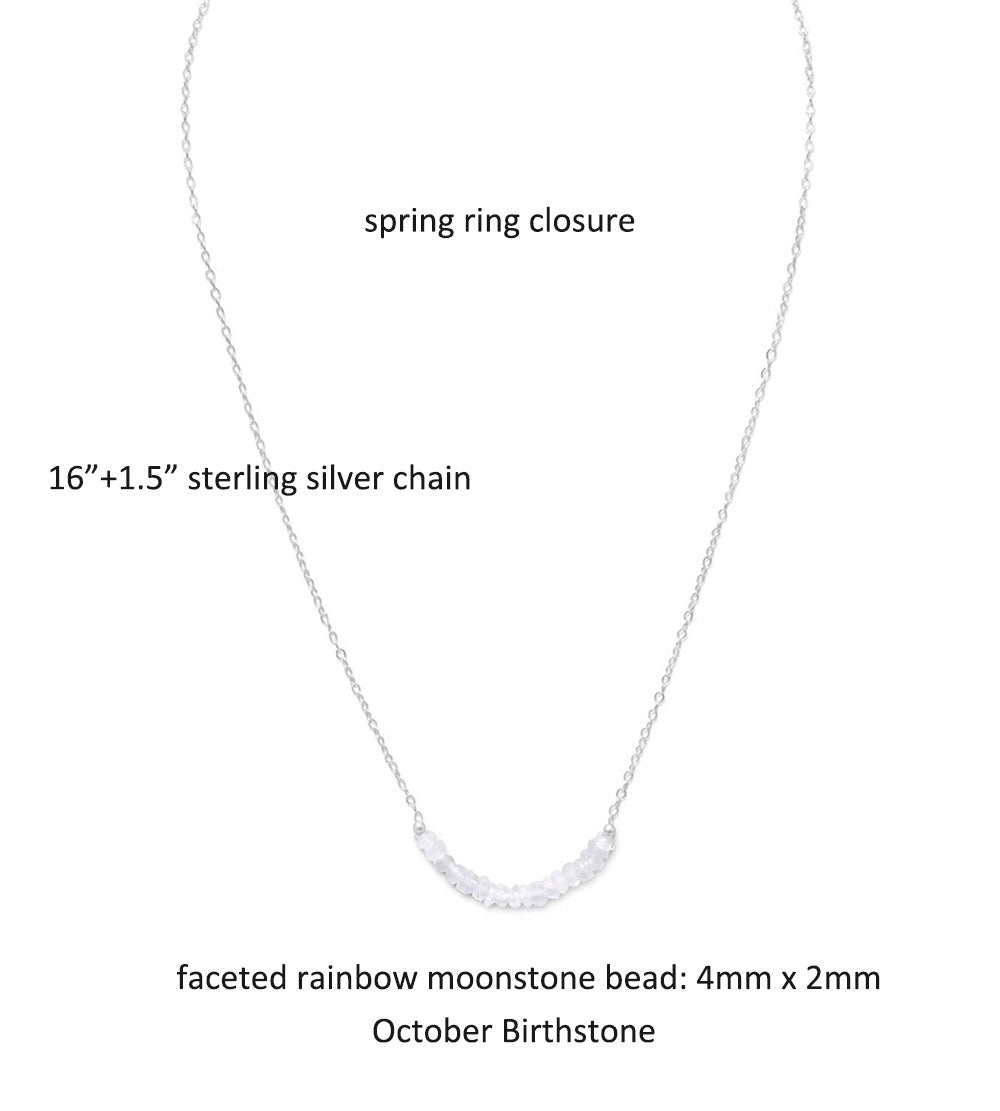 Faceted Rainbow Moonstone Beads Necklace
