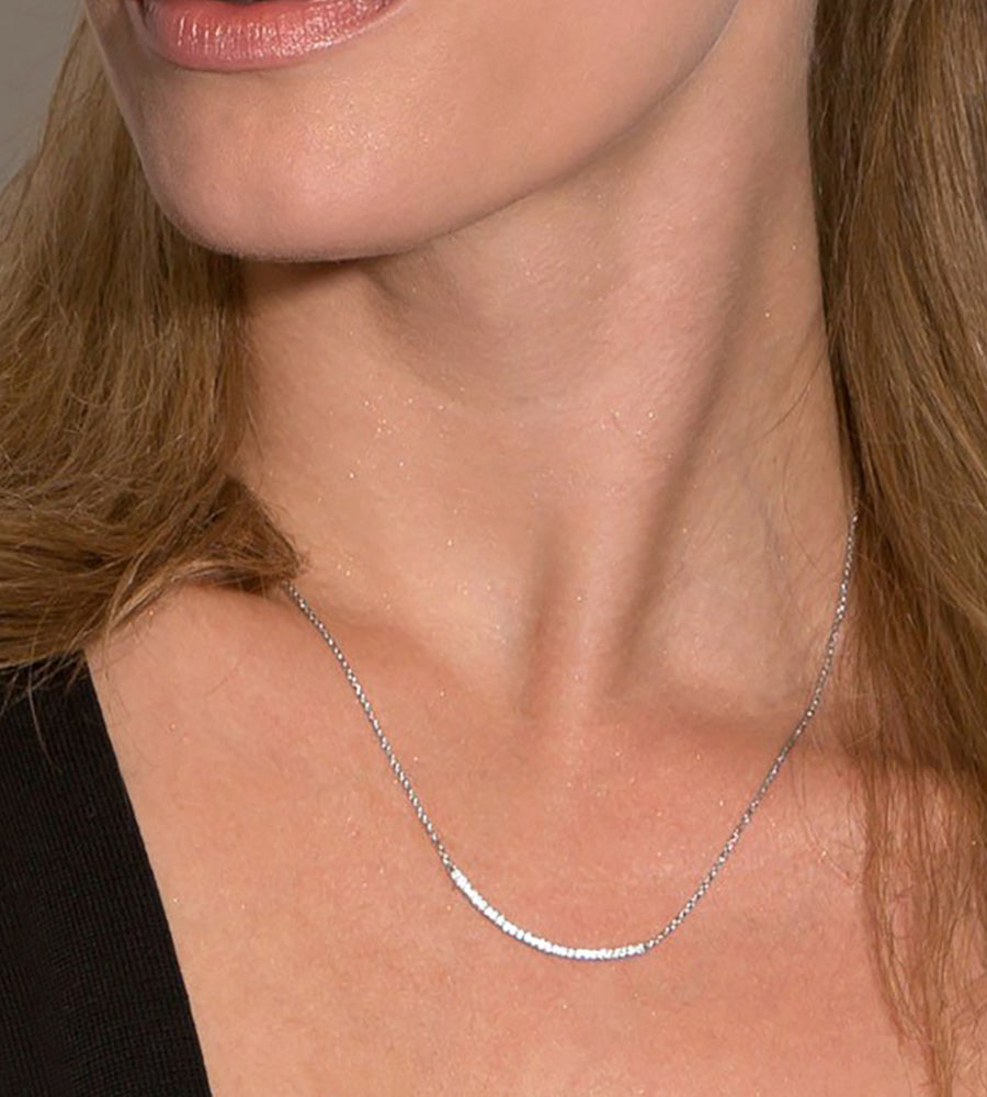 Curved CZ Bar Necklace