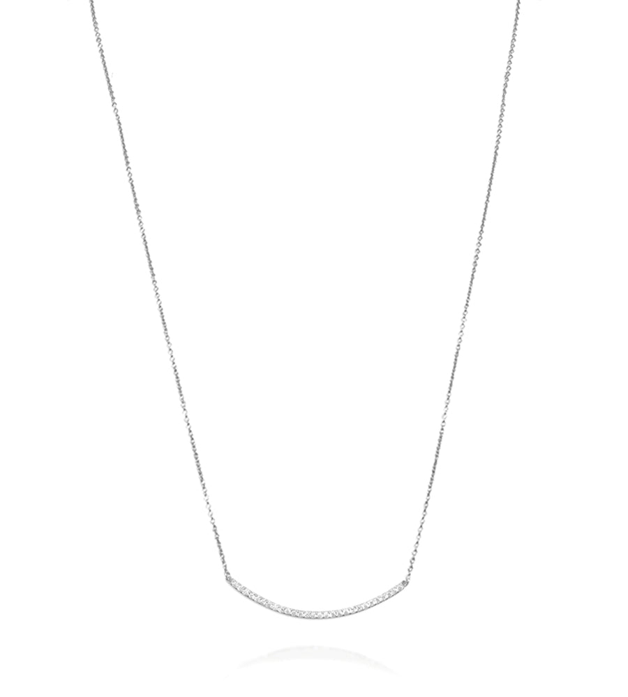Curved CZ Bar Necklace