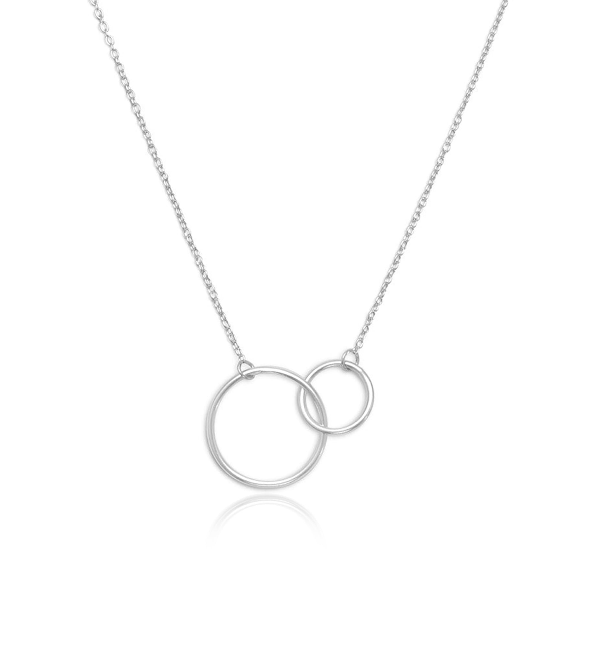Sterling Silver Circle Link Necklace in Rhodium Plating
