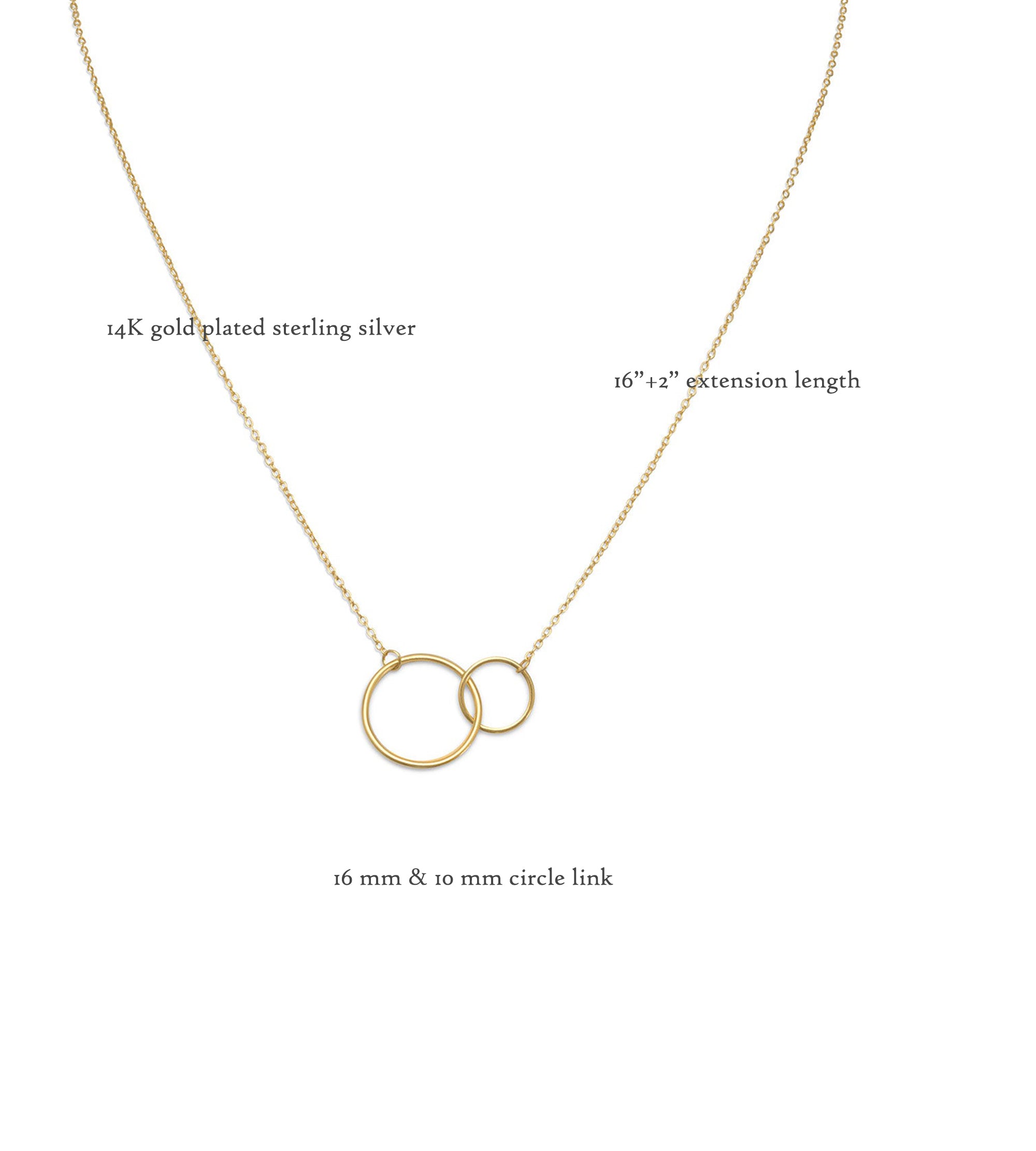 Sterling Silver Circle Link Necklace in 14K Gold Plating