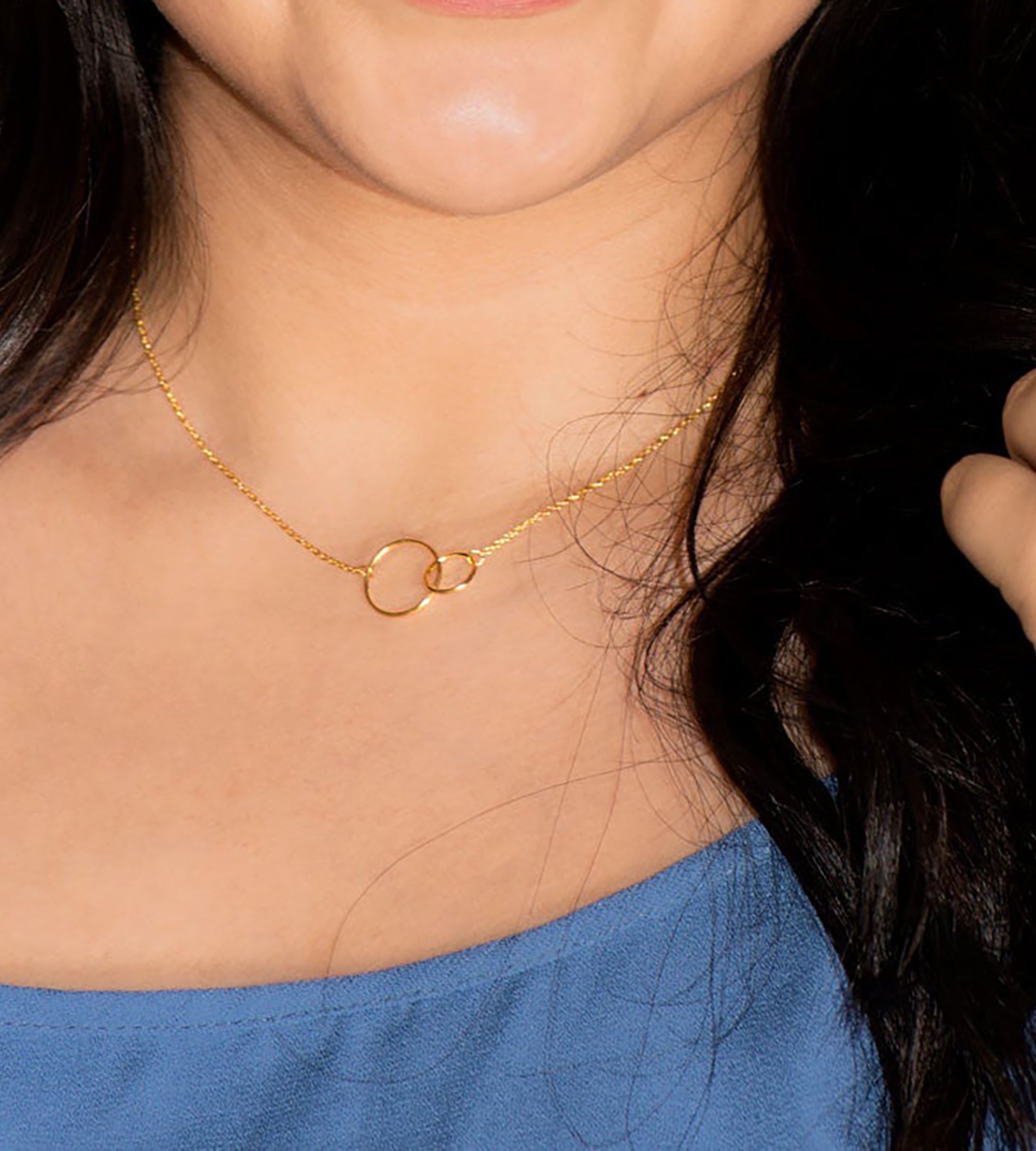 Sterling Silver Circle Link Necklace in 14K Gold Plating