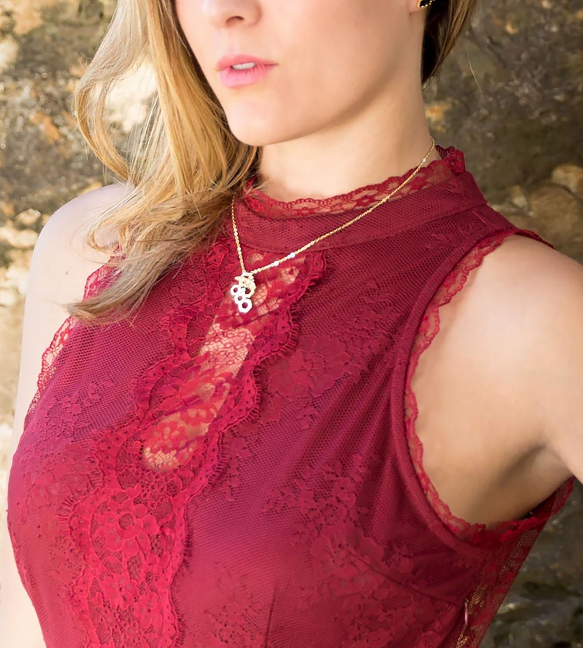 Signity CZ Honeycomb & Bee Necklace