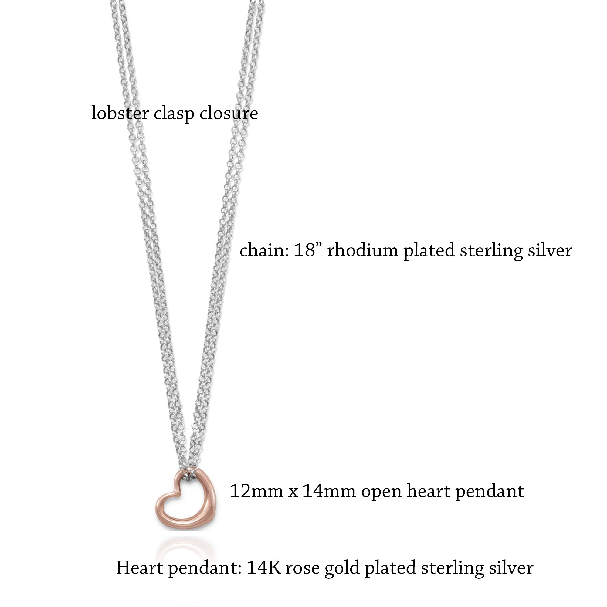 Two Tone Open Heart Necklace
