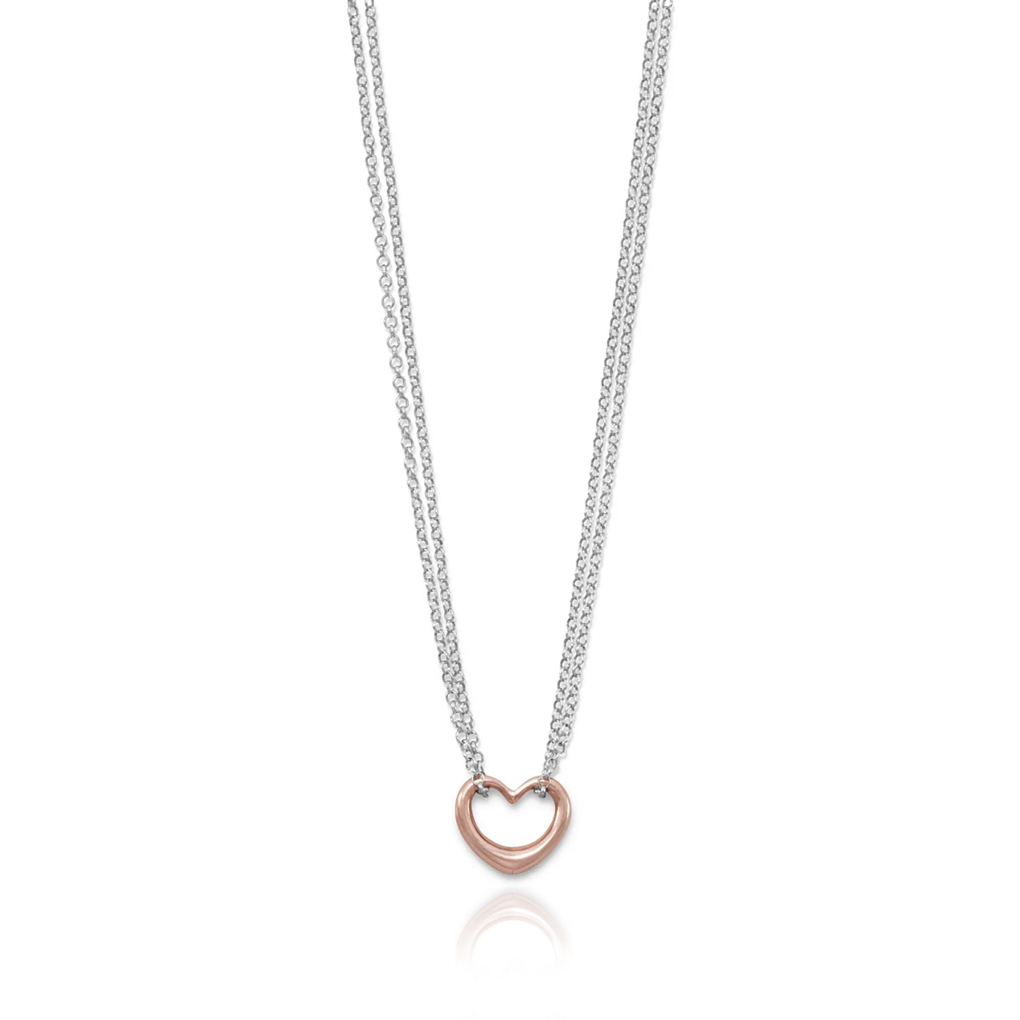 Two Tone Open Heart Necklace