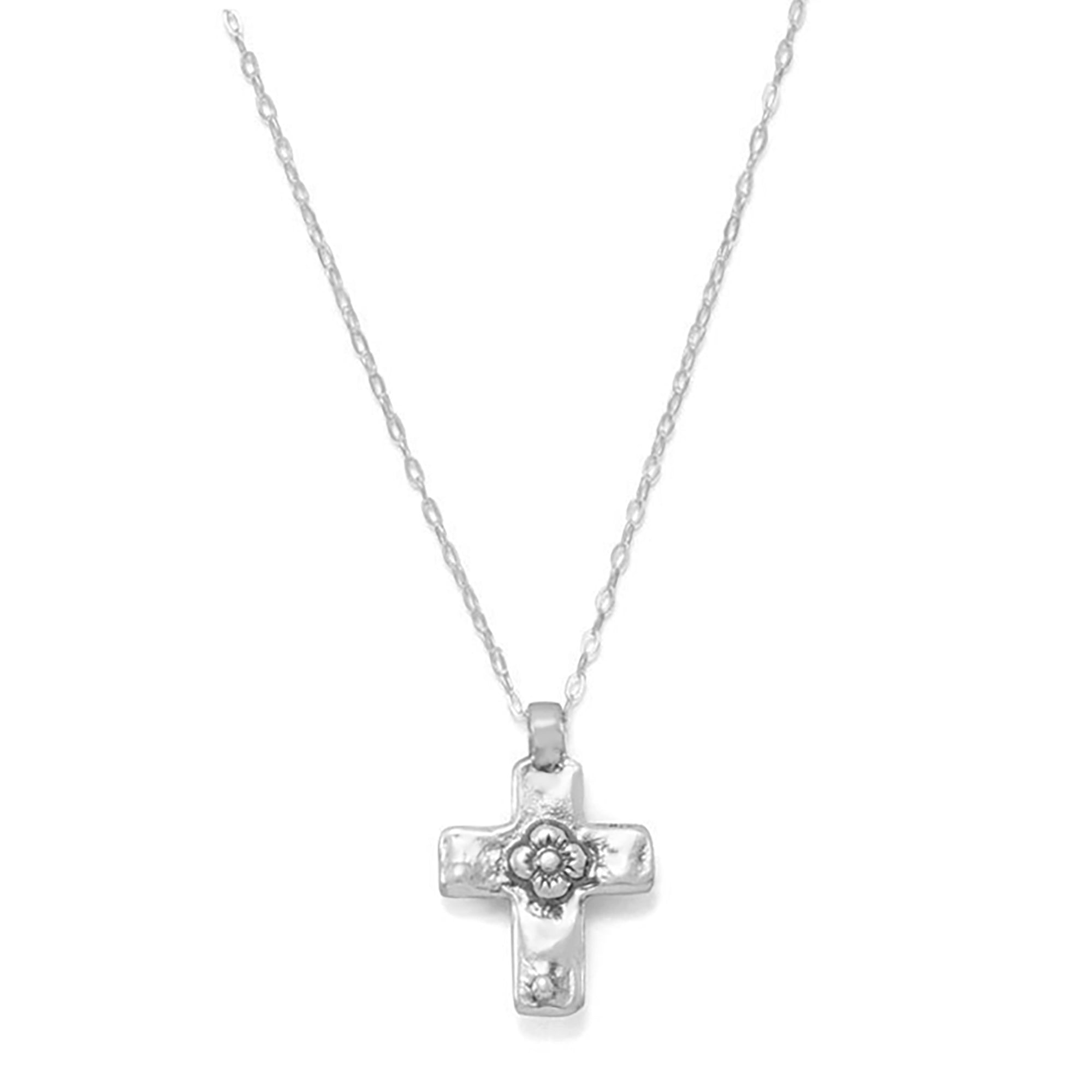 Reversible Oxidized Sterling Silver Cross Charm Pearl Necklace
