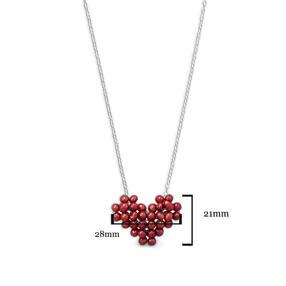 Red Cultured Freshwater Pearl Heart Necklace