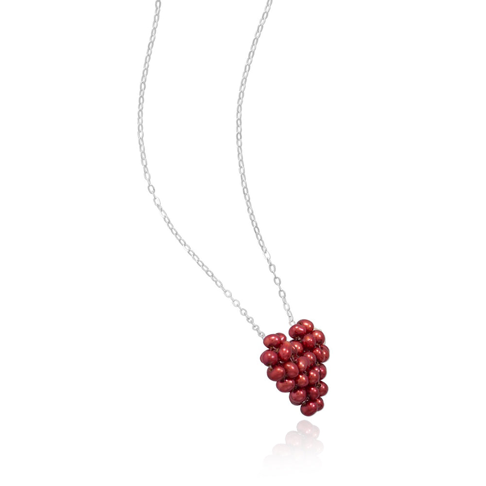Red Cultured Freshwater Pearl Heart Necklace