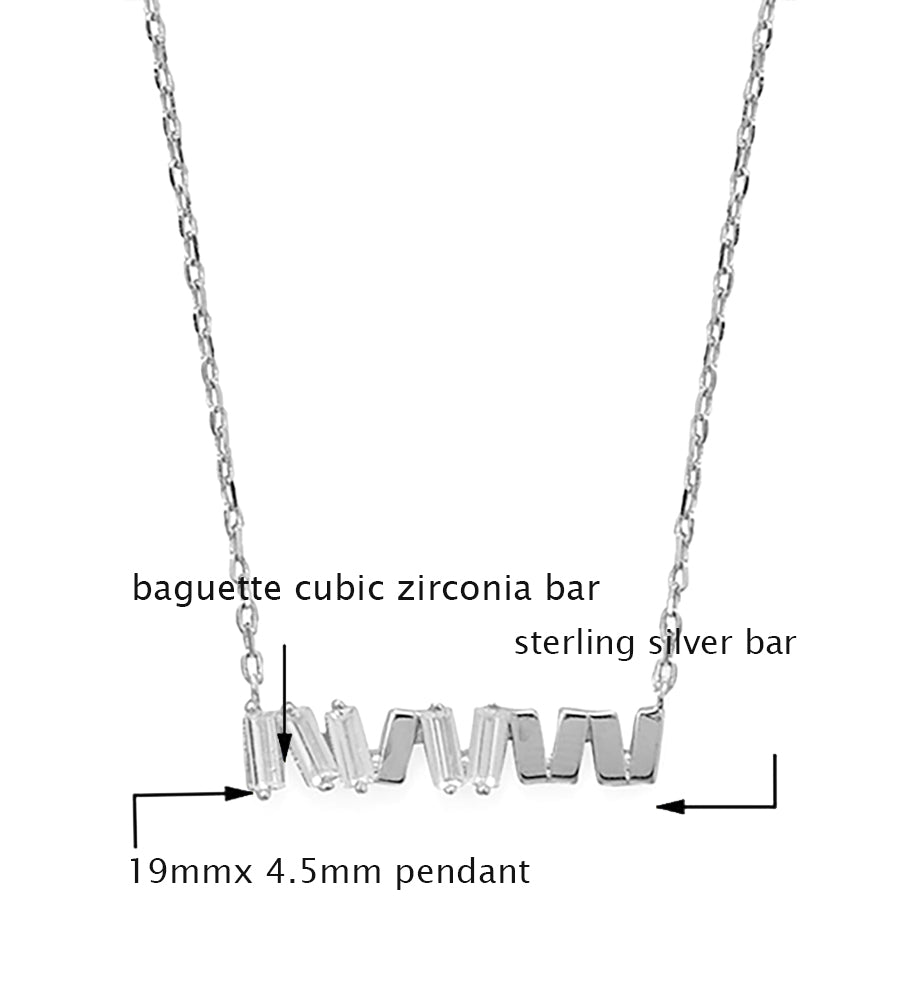 Staggered CZ Bar Pendant Necklace