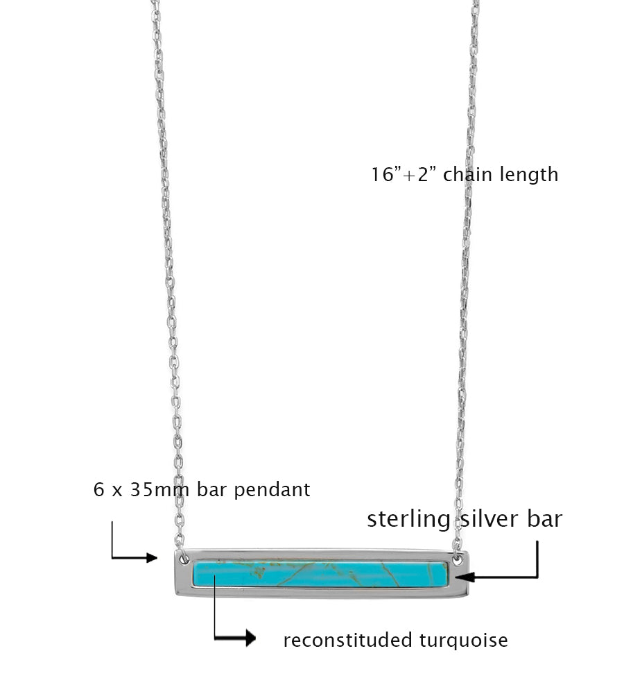 Turquoise Silver Bar Necklace