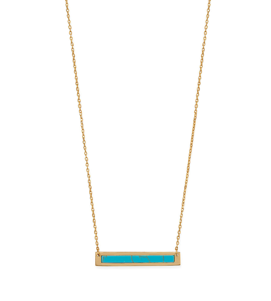 Turquoise Bar Necklace in Gold Finish