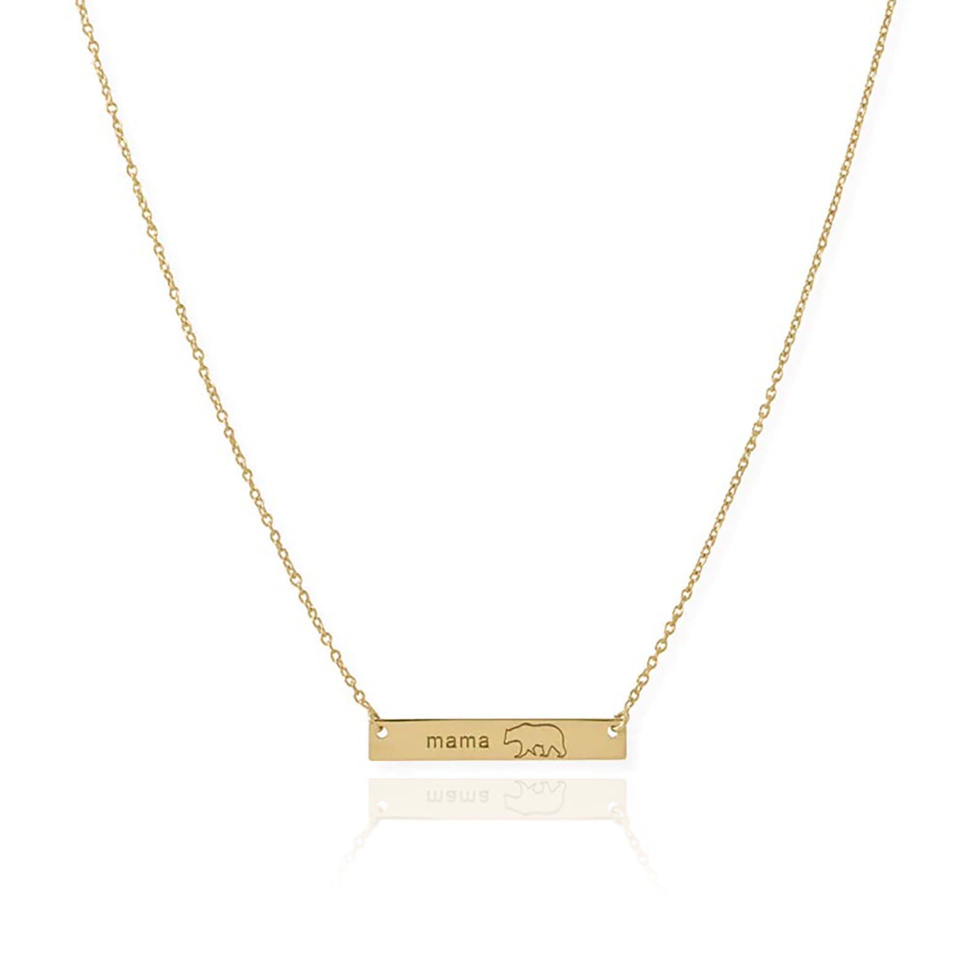 "Mama Bear" Bar Necklace in Gold Plating