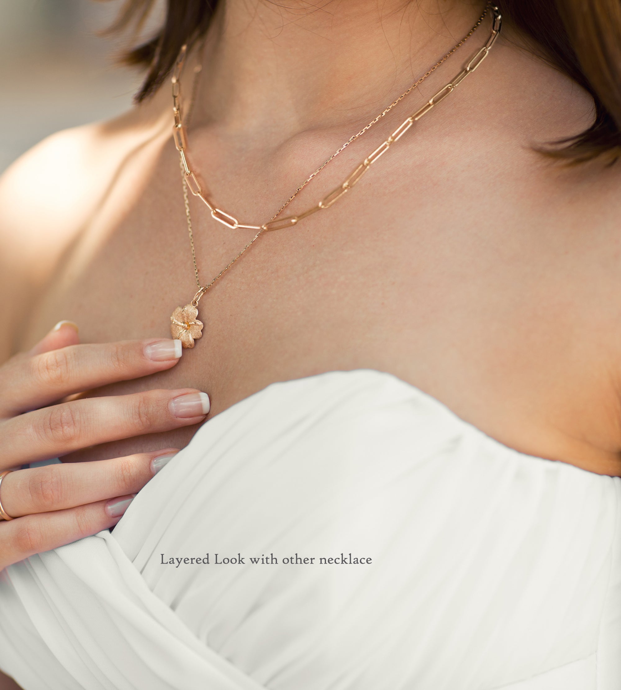 Sterling Silver Paperclip Necklace in Gold Plating, 21"