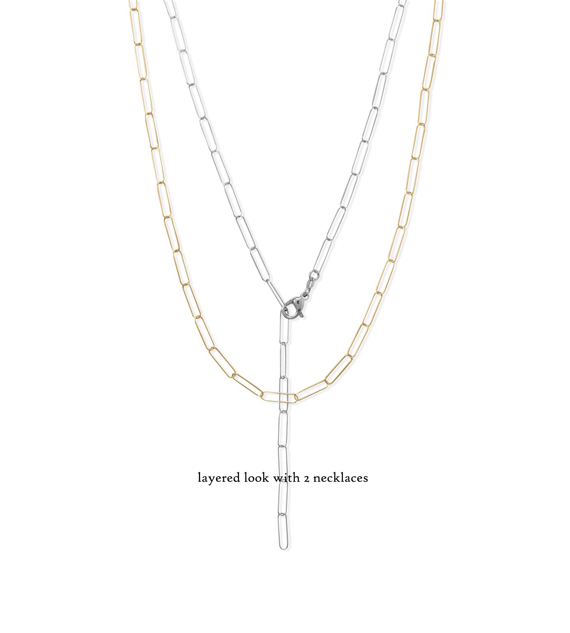 Sterling Silver Paperclip Necklace in Rhodium Plating, 21"