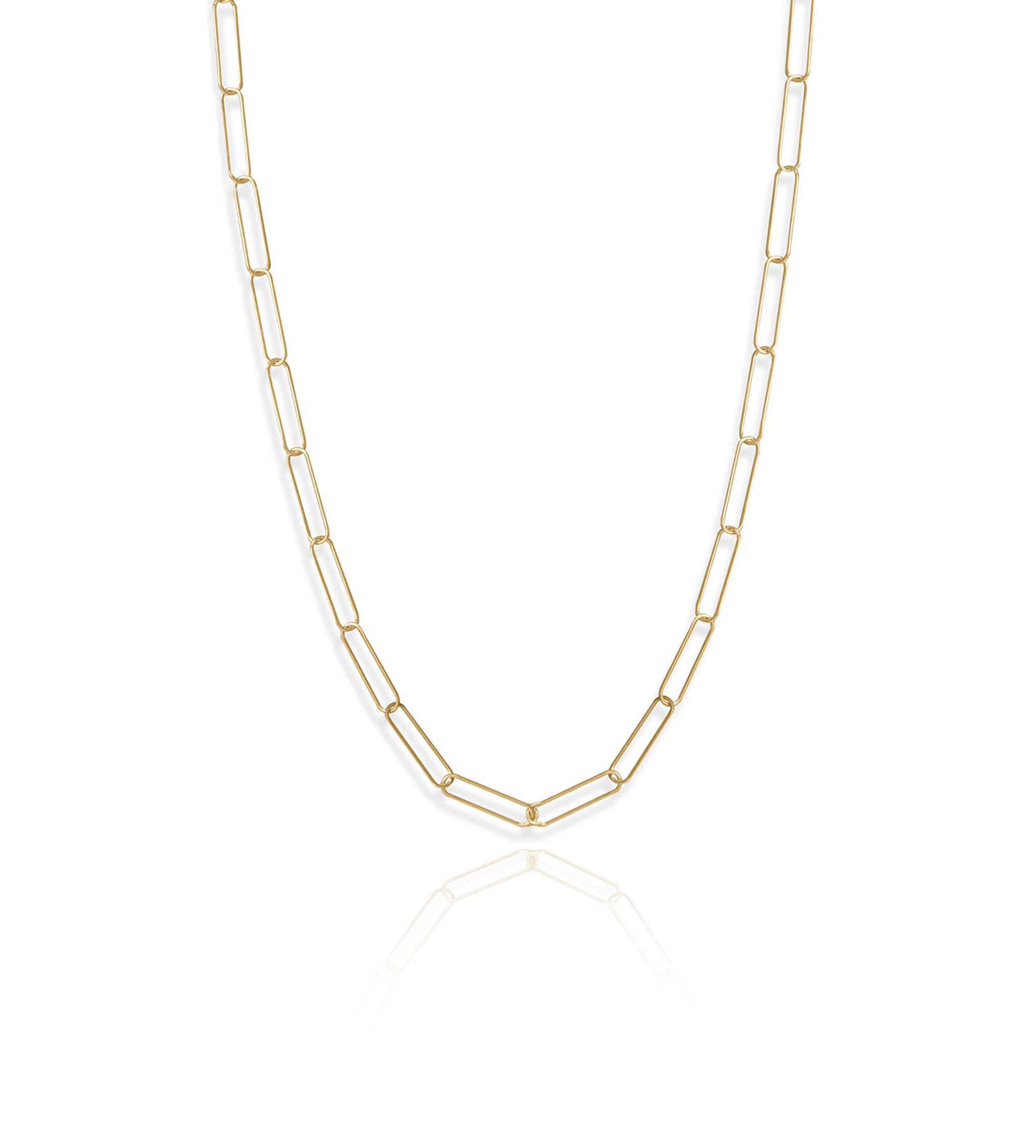 Sterling Silver Paperclip Necklace in Gold Plating, 21"