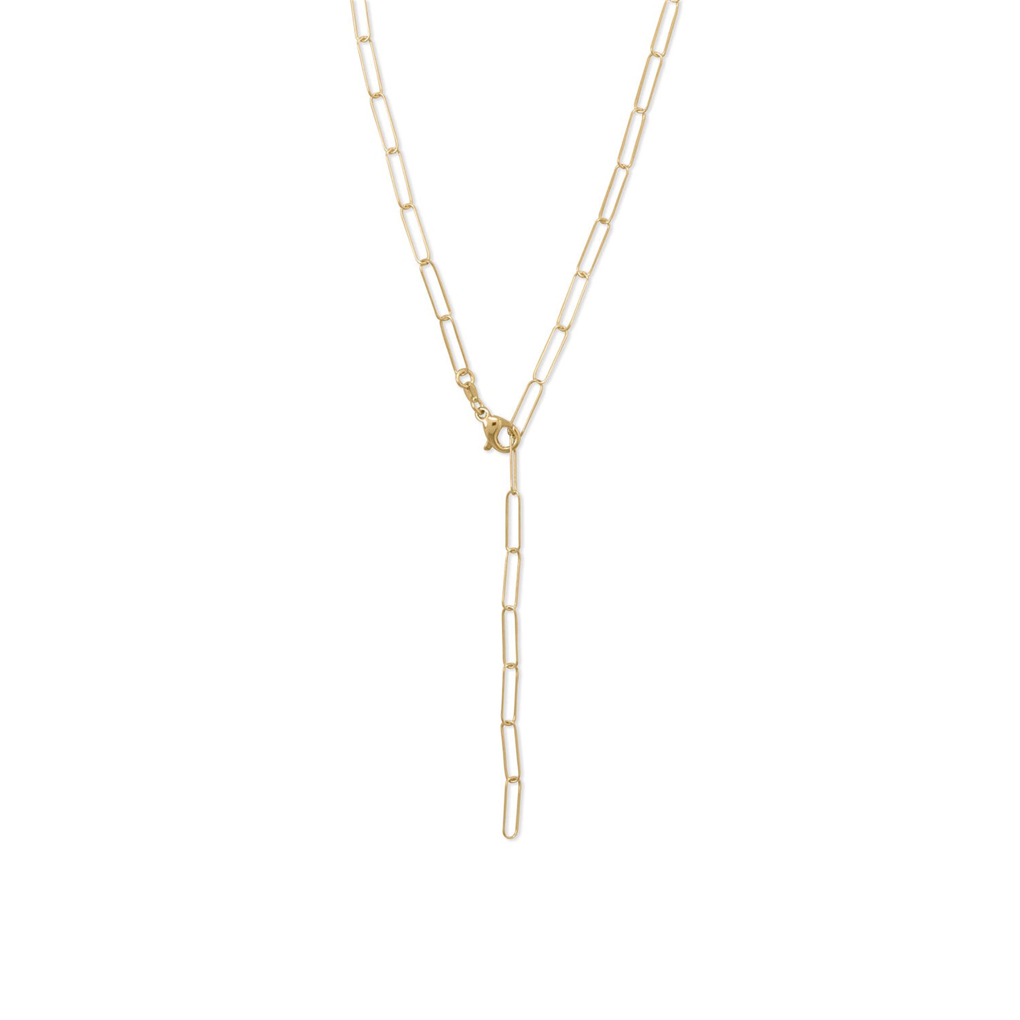 Sterling Silver Paperclip Necklace in Gold Plating, 21"