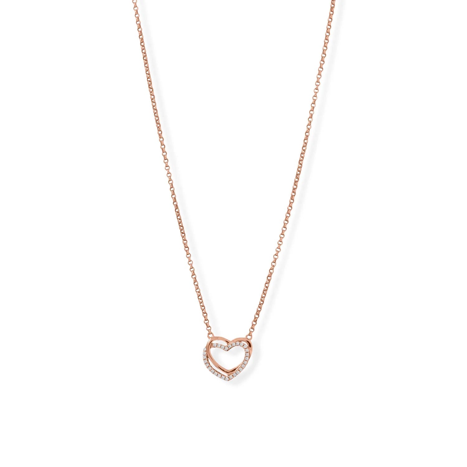 CZ Double Heart Necklace