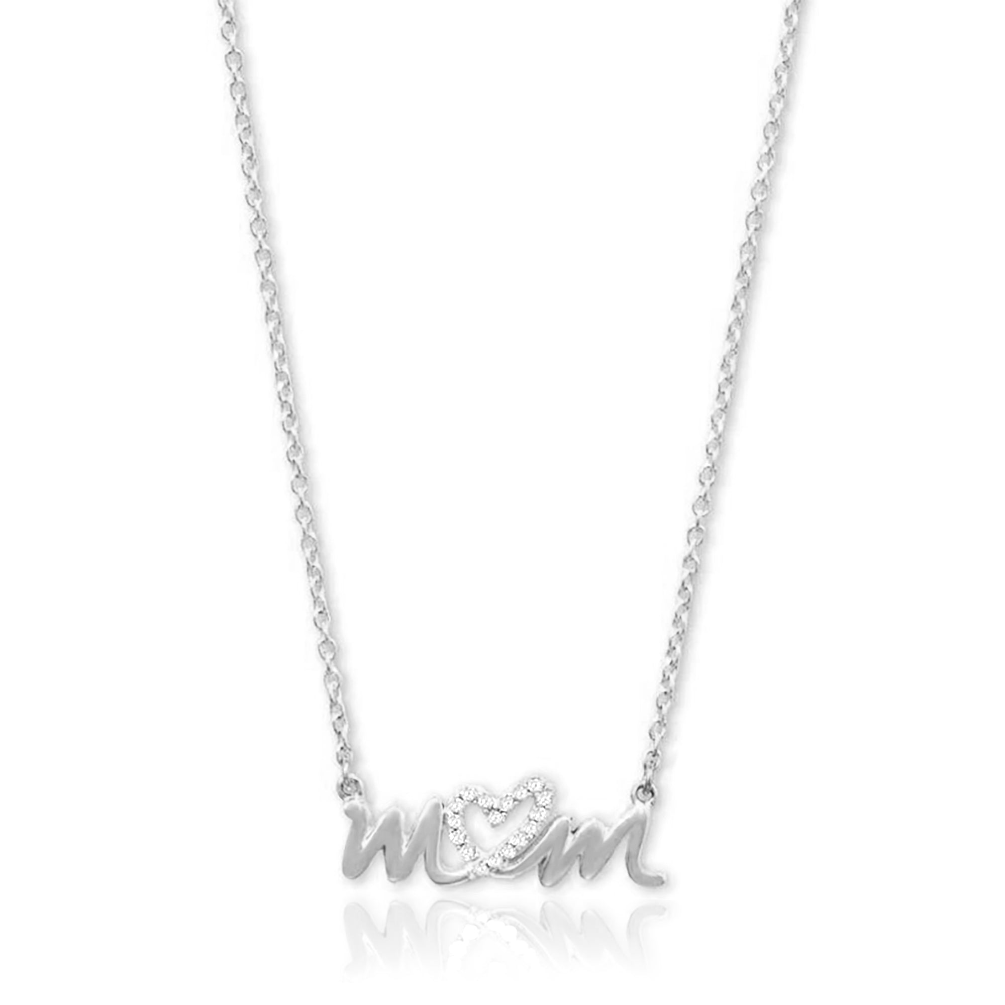 CZ Heart Mom Necklace