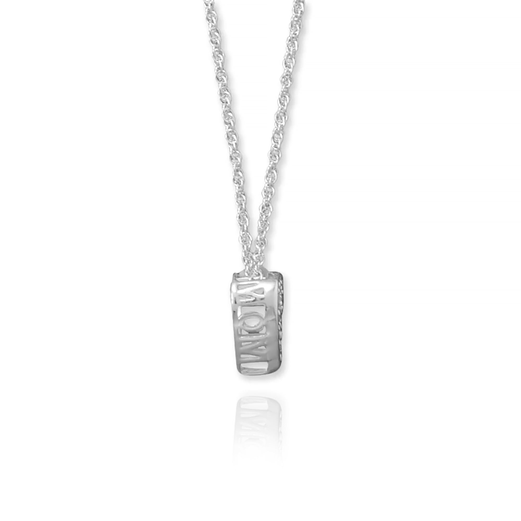 Silver CZ Heart "MOM" Necklace
