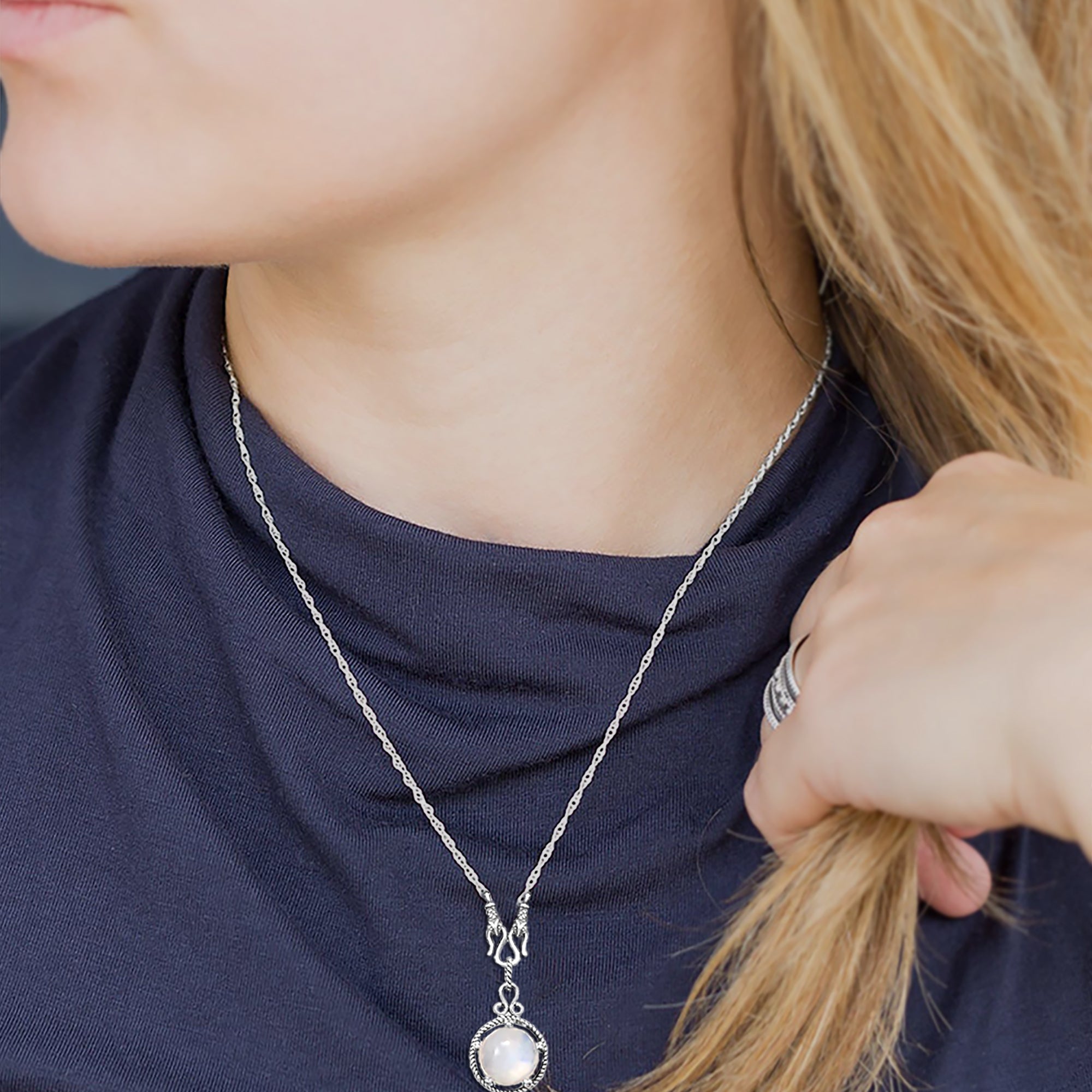Reversible Lapis & Moonstone Necklace