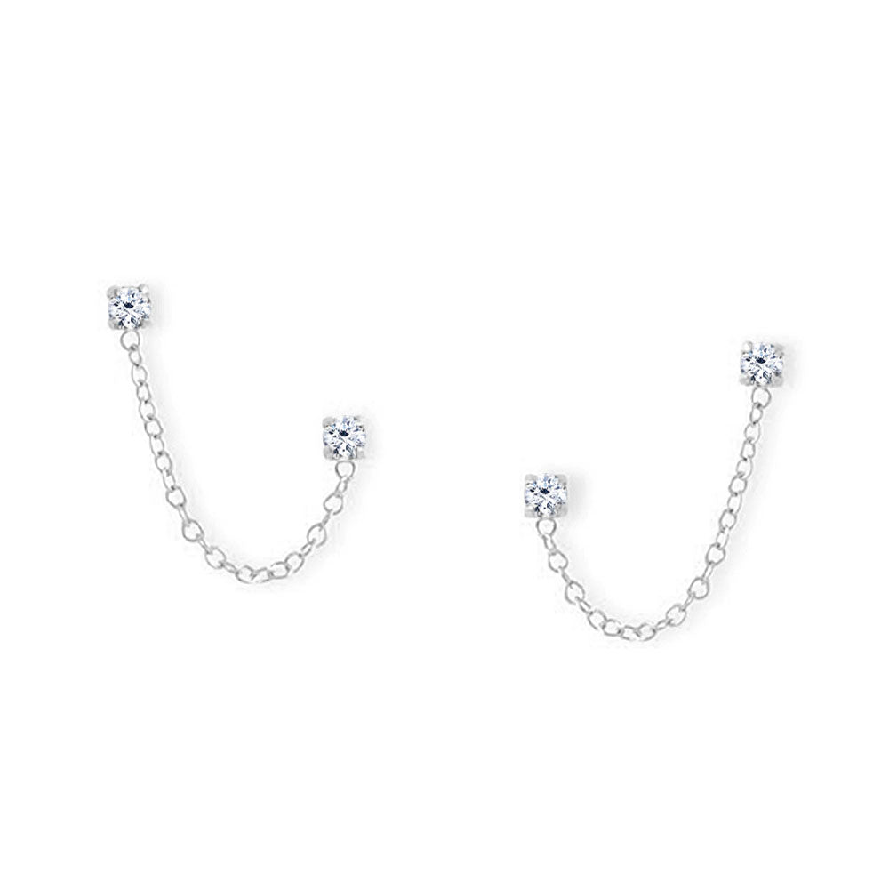 Crystal Double Post Earrings in Sterling Silver