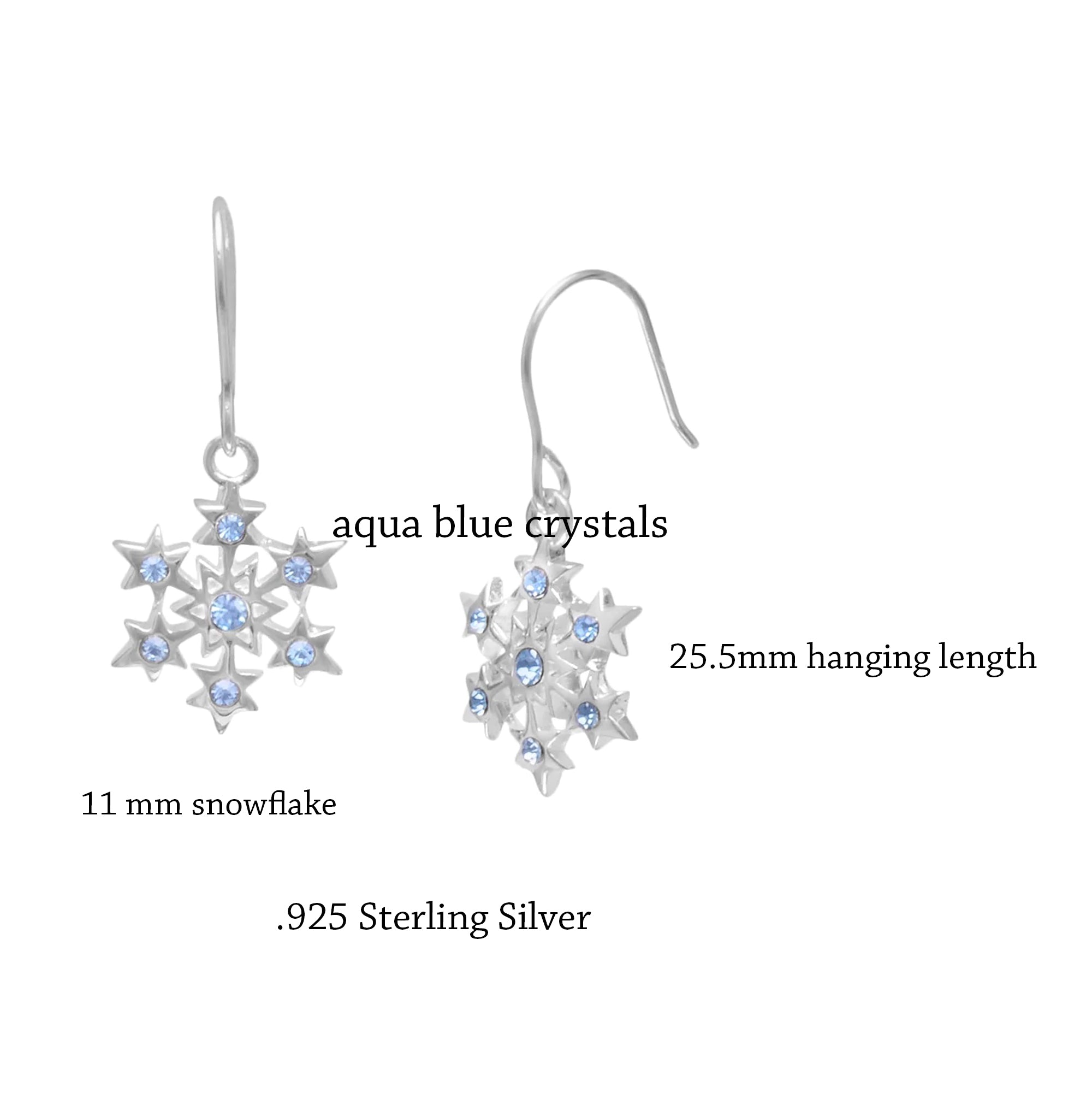 Aqua Crystal Snowflake Earrings