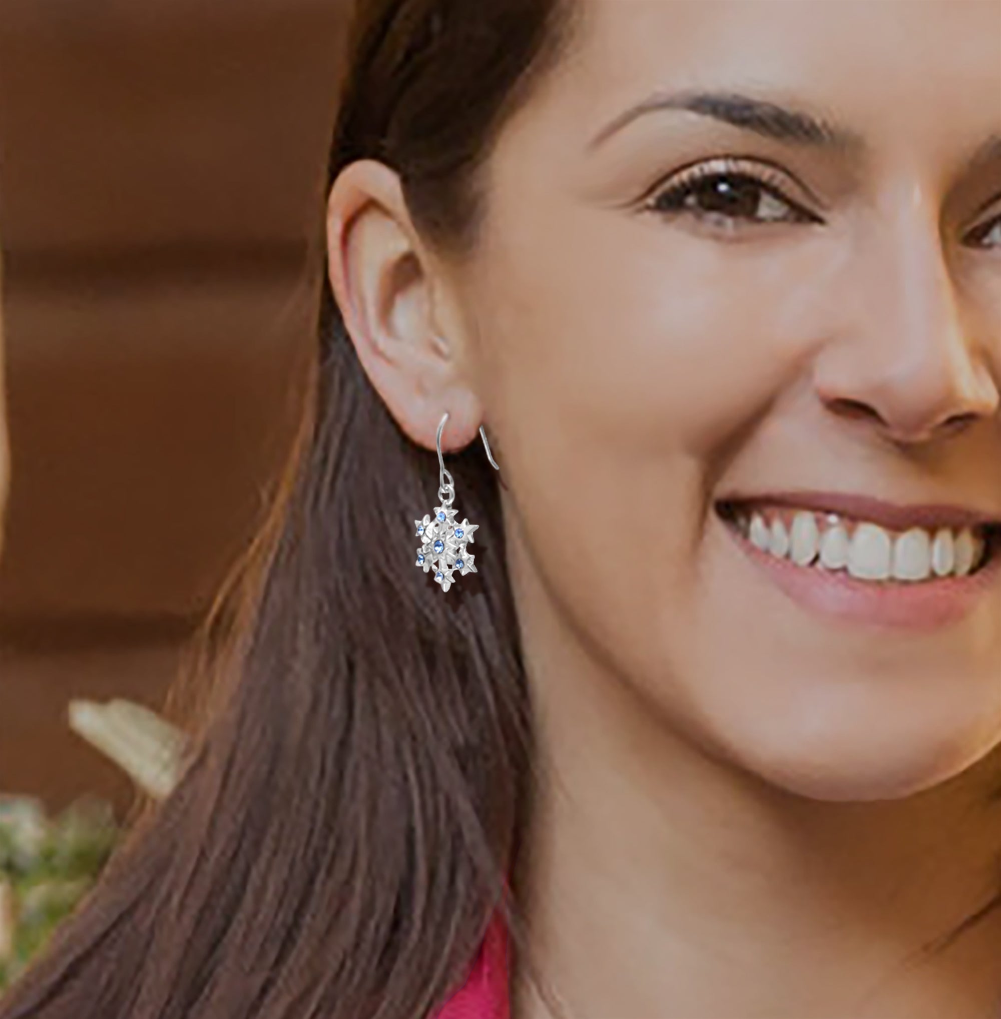 Aqua Crystal Snowflake Earrings