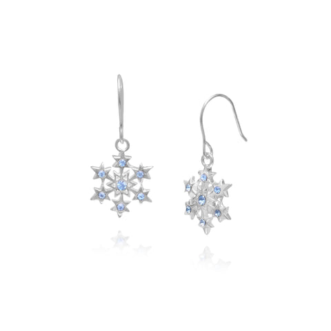 Aqua Crystal Snowflake Earrings