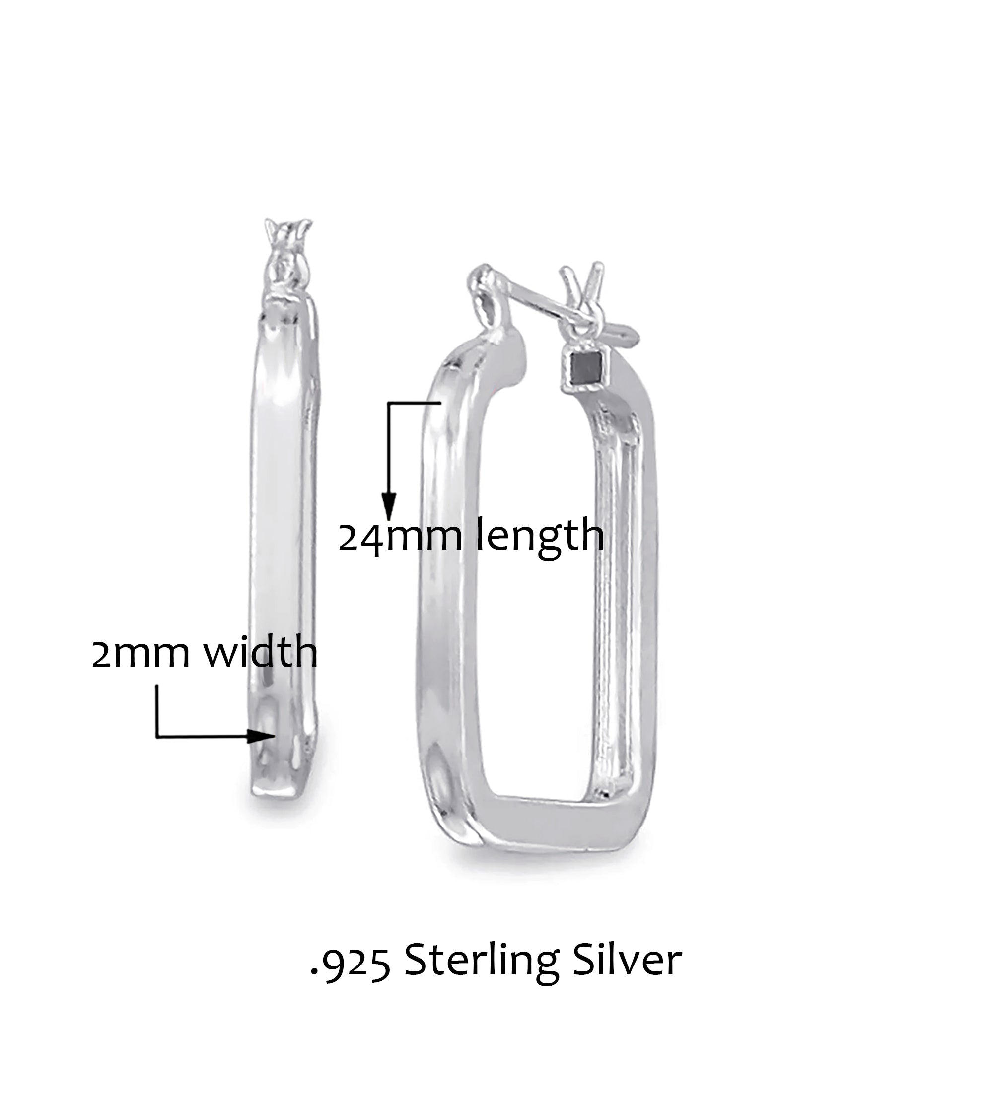 Square Tube Hoop Earrings, 2mm x 24mm