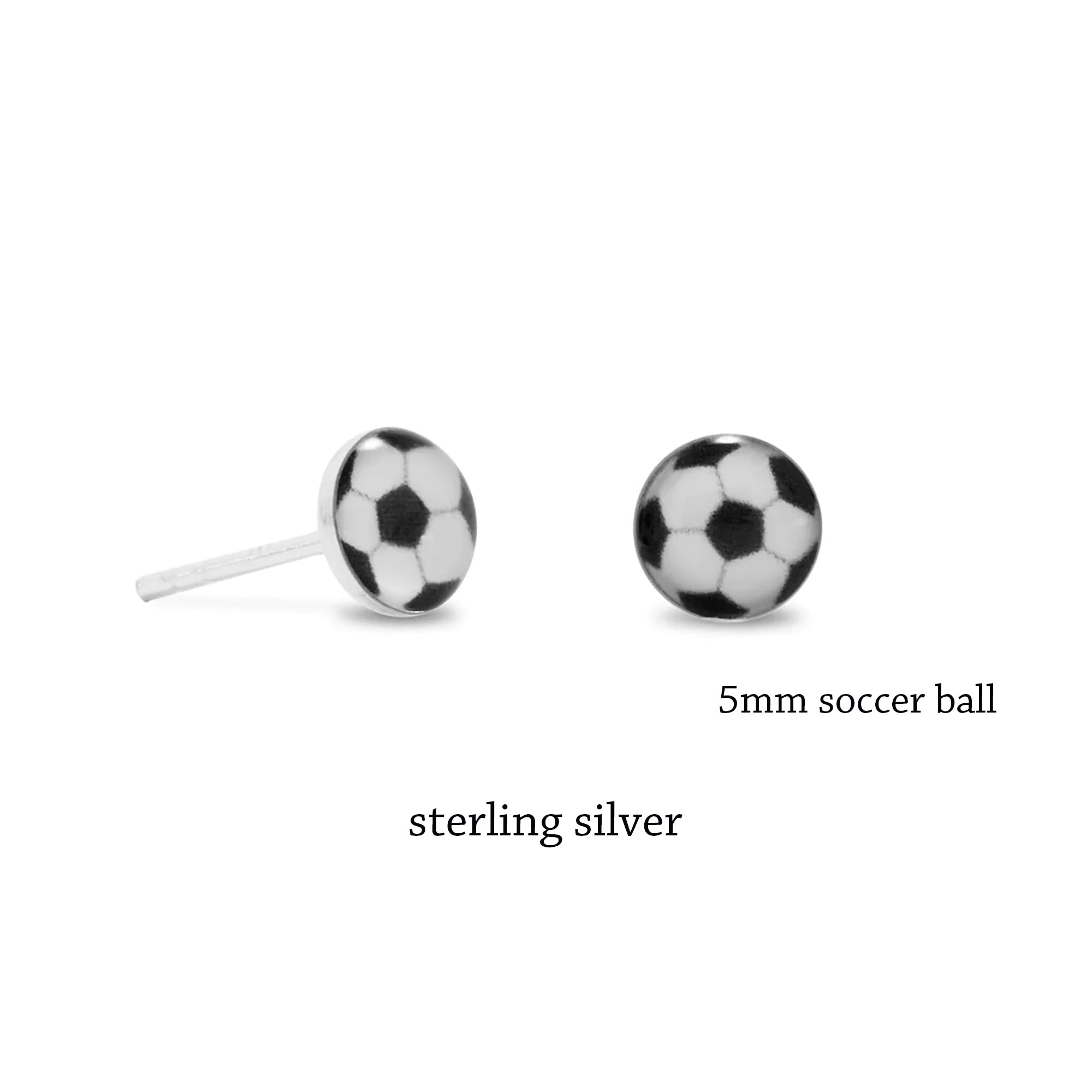 Soccer Ball Earrings, 5mm