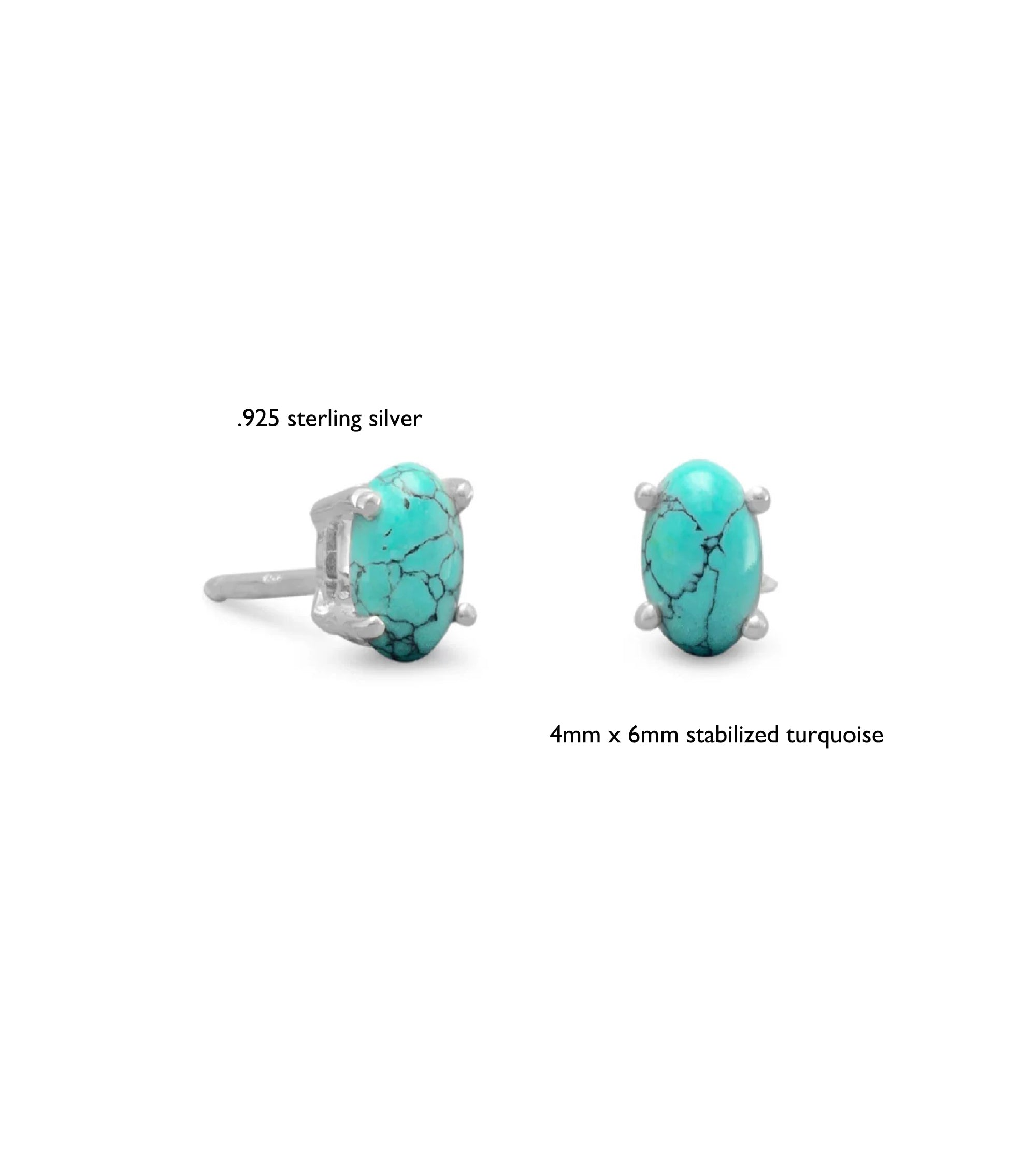 Oval-shaped Stabilized Turquoise Stud Earrings