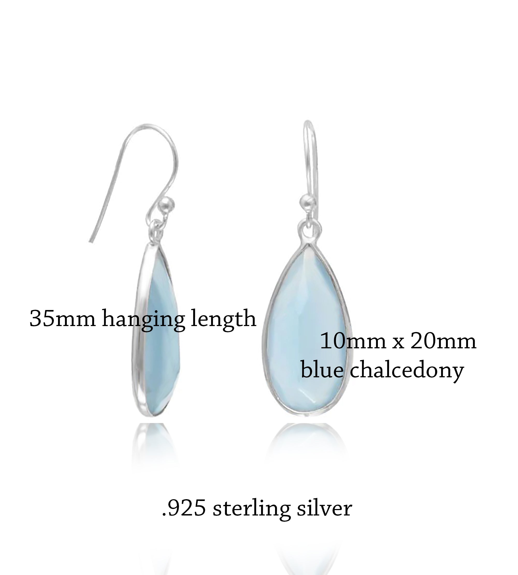 Pear-shaped Blue Chalcedony Dangle Earrings