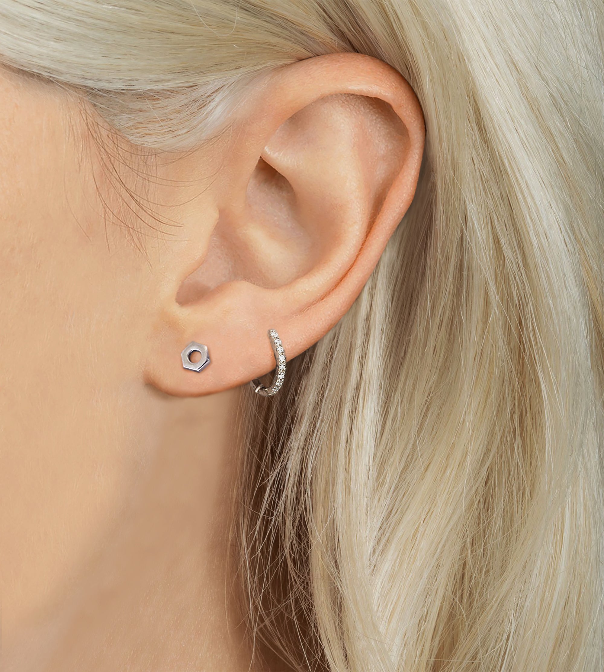 Oxidized Nut and Bolt Stud Earrings