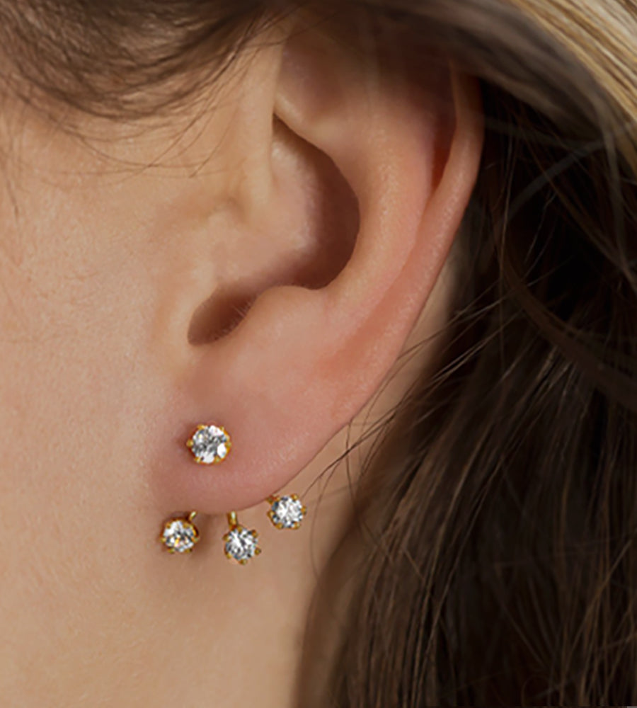 Cubic Zirconia Gold Finish Ear Jackets