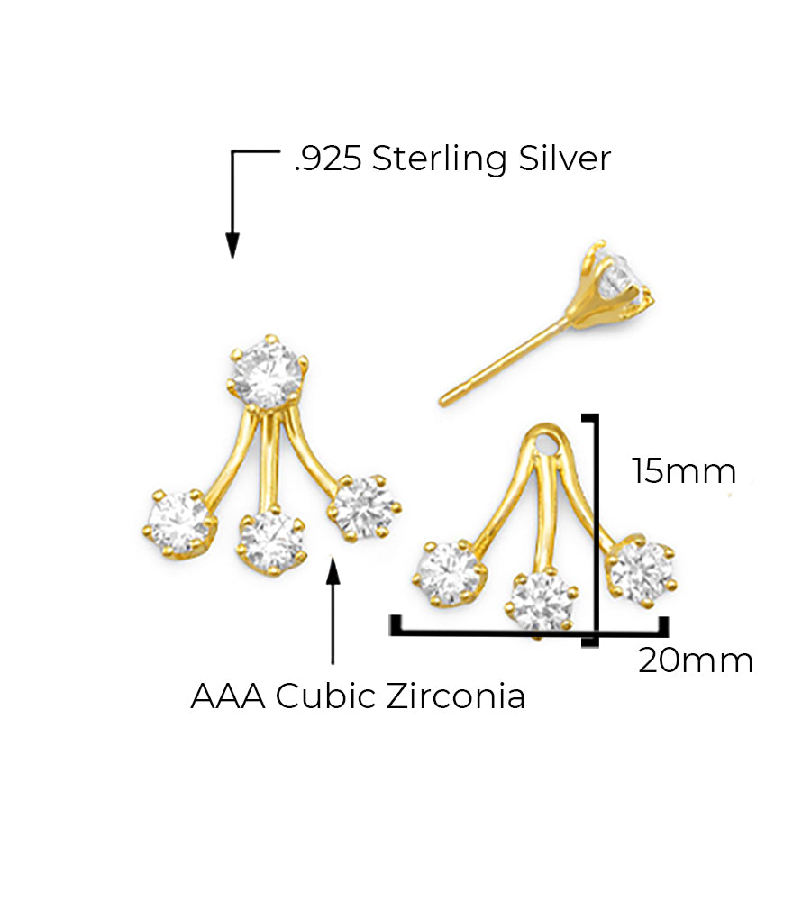 Cubic Zirconia Gold Finish Ear Jackets