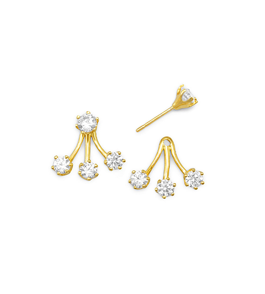Cubic Zirconia Gold Finish Ear Jackets