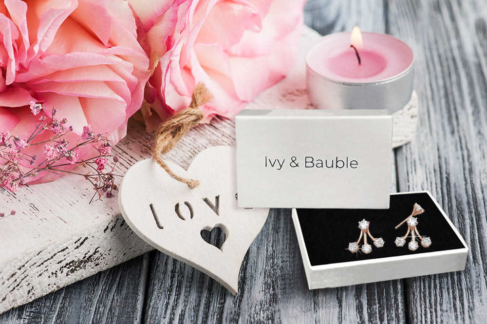 Rose Gold Finish CZ Ear Jackets